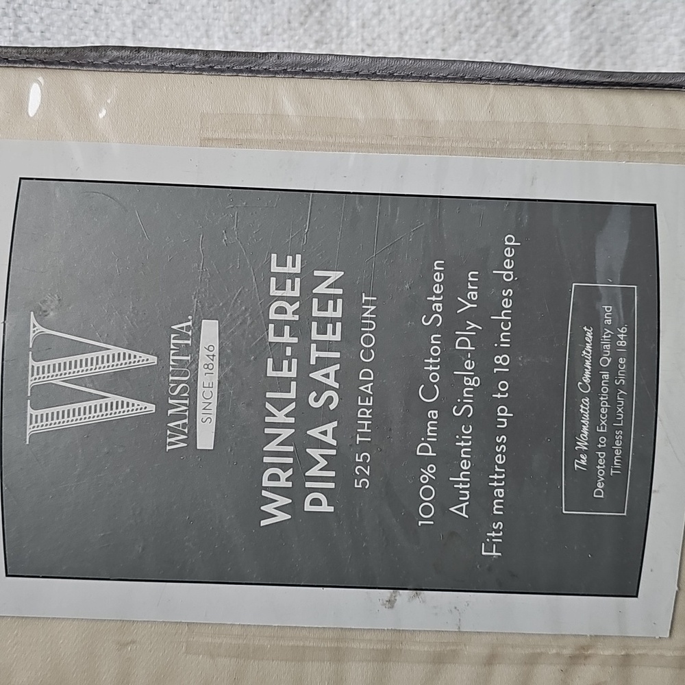 RAREWamsutta Wrinkle-Free Pima Sateen 525 Thread Count King Fitted Sheet - Ivory